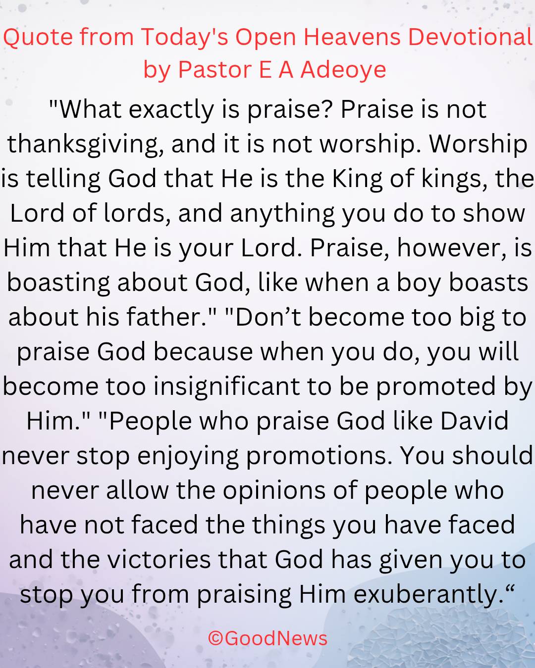 #QuoteFromTodaysOpenHeaven
Read through and follow the steps and action points. Be inspired, love Go...