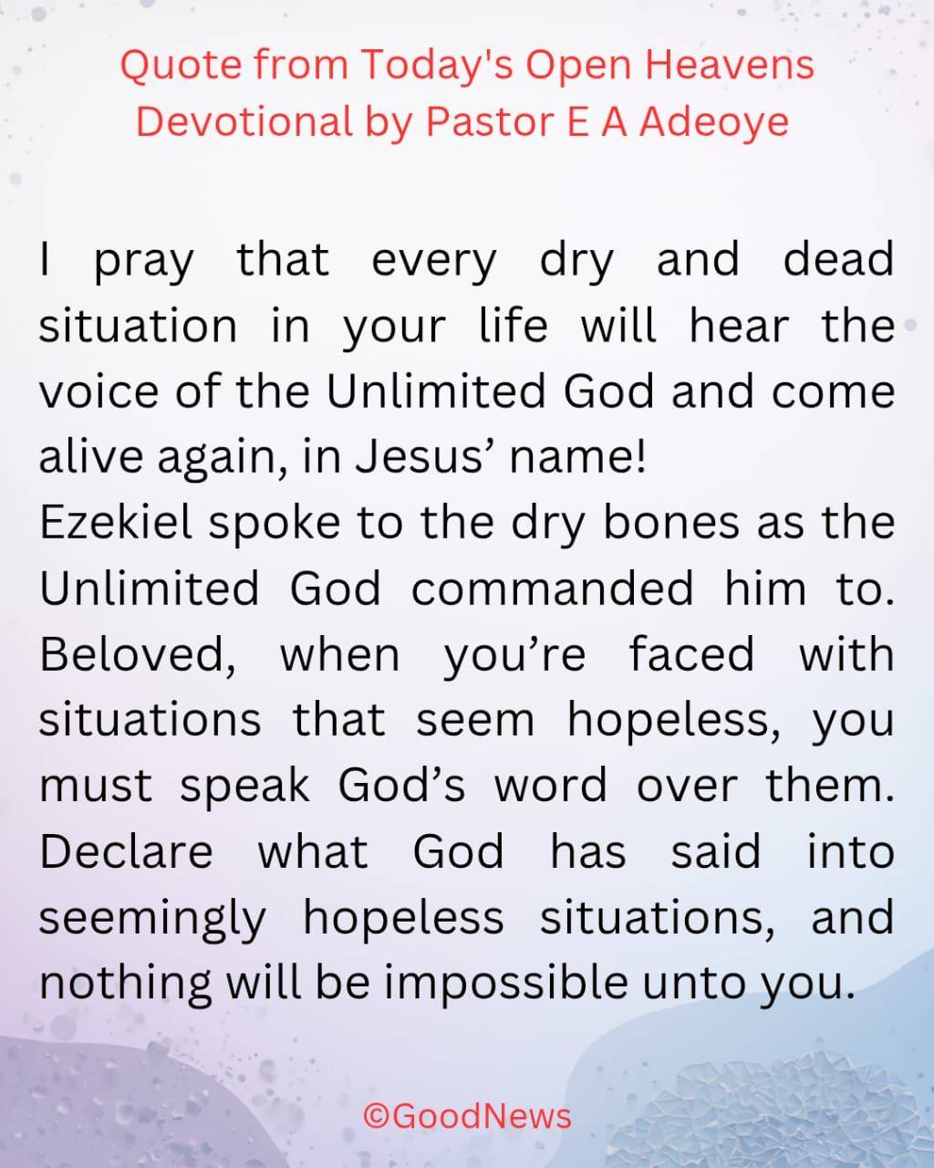 #QuoteFromTodaysOpenHeaven
Read through and follow the steps and action points. Be inspired, love Go...
