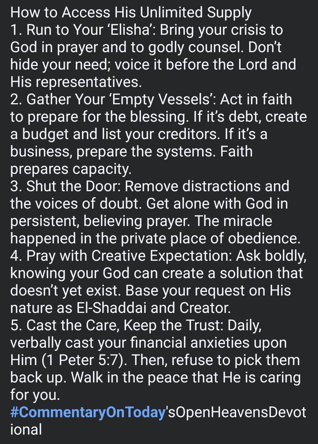 Commentary on today's Open Heavens devotional: Scroll and read through the screenshots or texts, and...