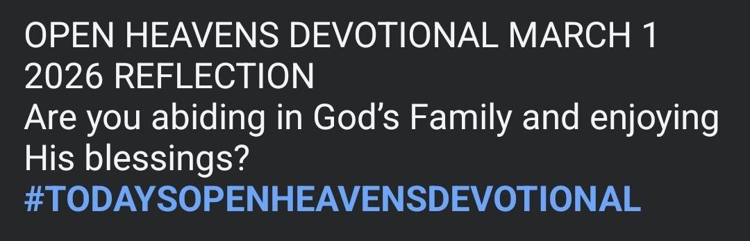 Commentary on today's Open Heavens devotional: Scroll and read through the screenshots or texts, and...