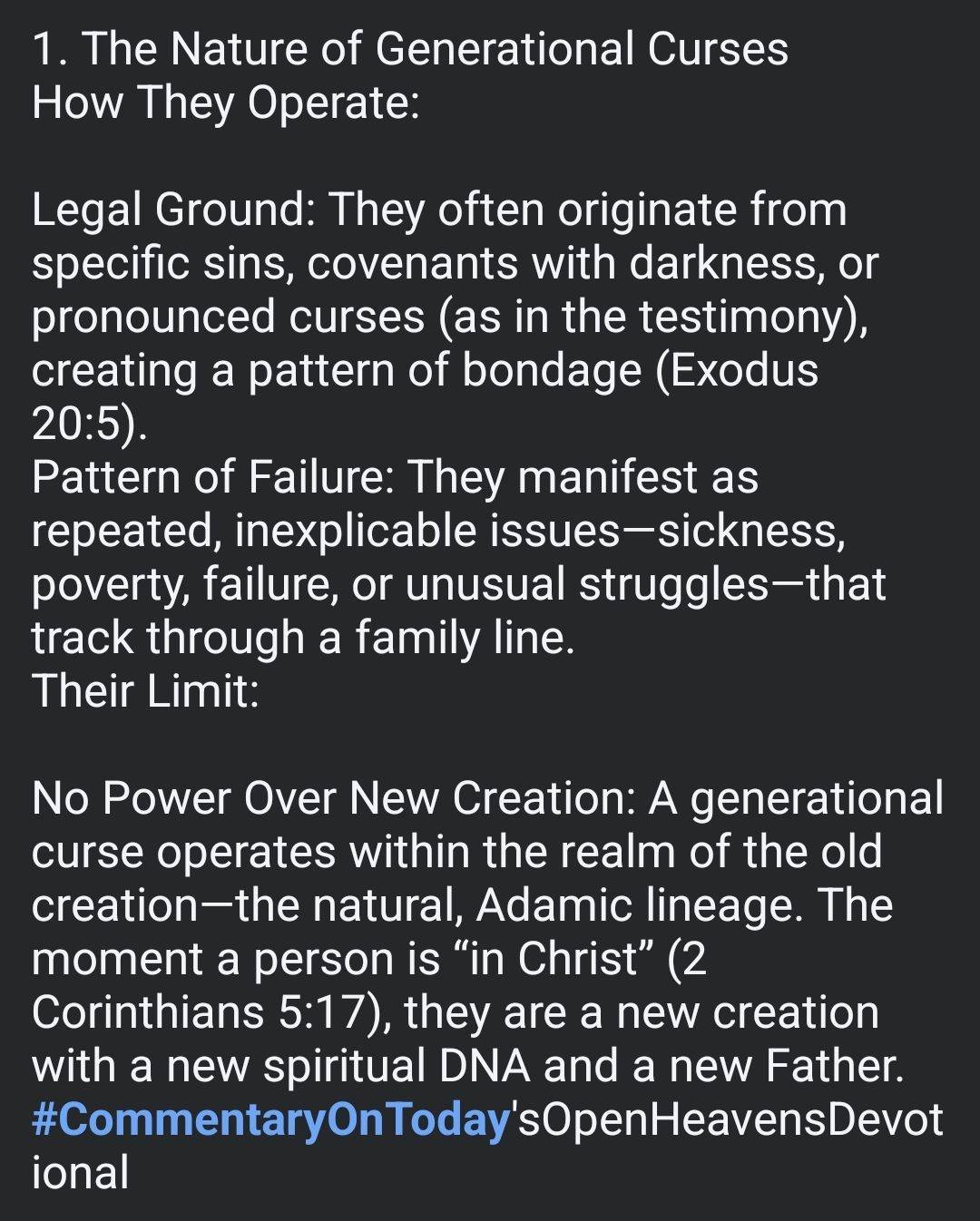 Commentary on today's Open Heavens devotional: Scroll and read through the screenshots or texts, and...