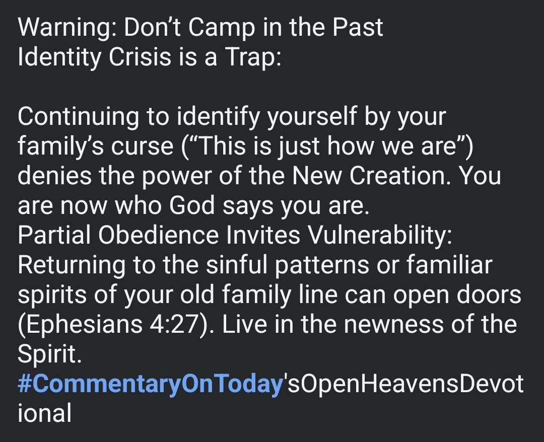 Commentary on today's Open Heavens devotional: Scroll and read through the screenshots or texts, and...
