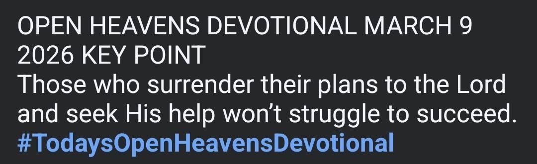 Commentary on today's Open Heavens devotional: Scroll and read through the screenshots or texts, and...