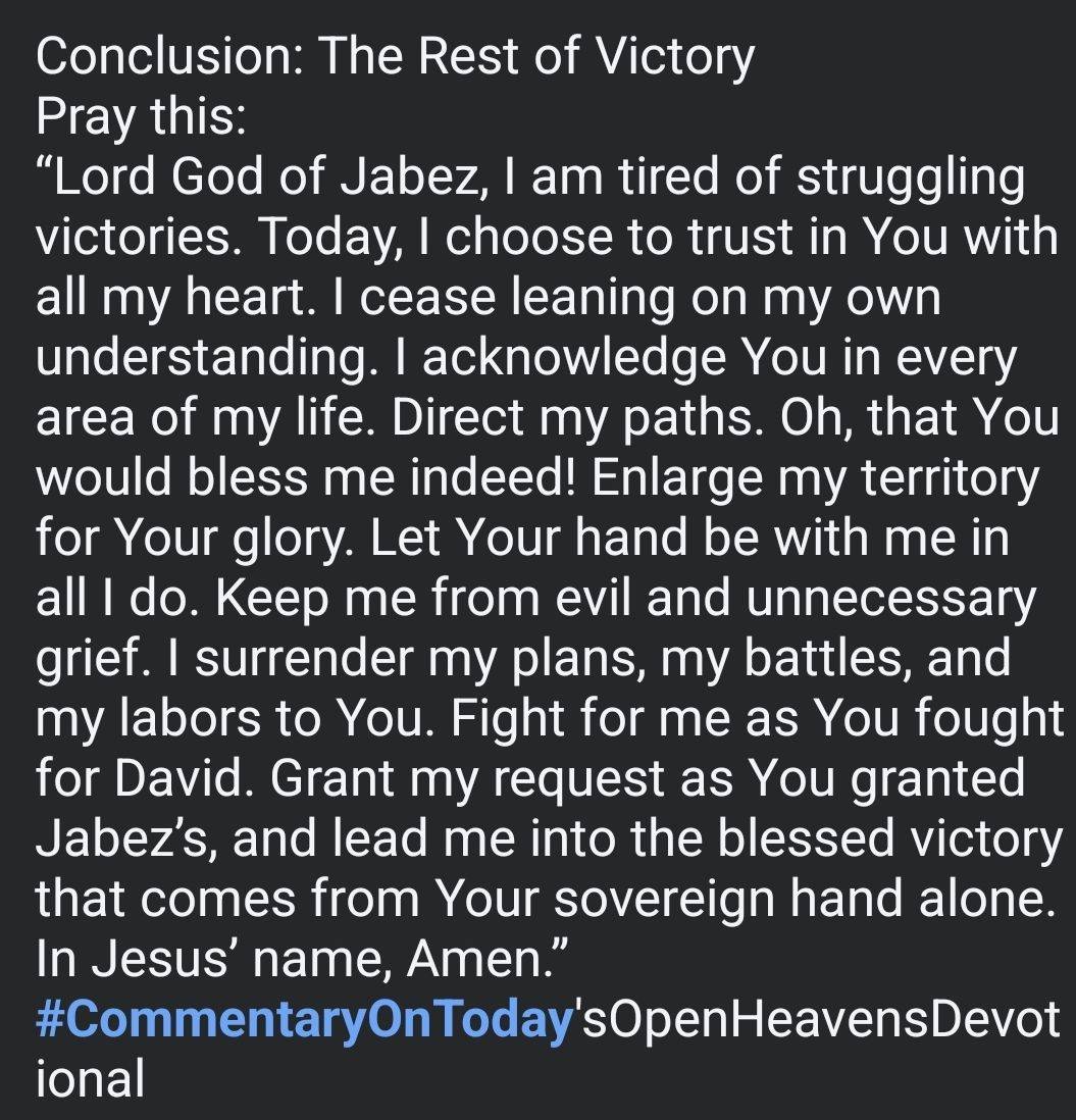 Commentary on today's Open Heavens devotional: Scroll and read through the screenshots or texts, and...
