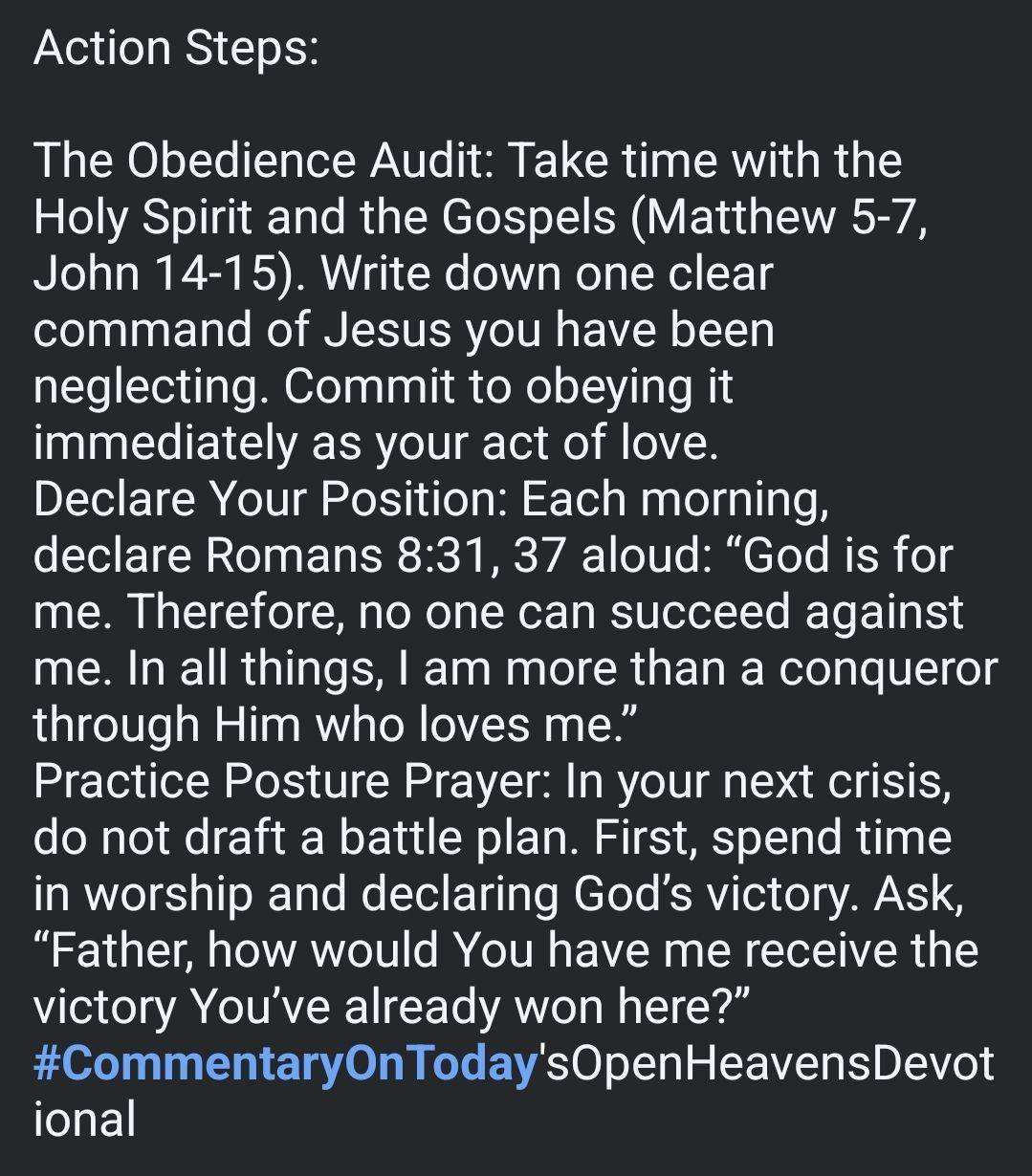 #CommentaryOnToday'sOpenHeavensDevotional