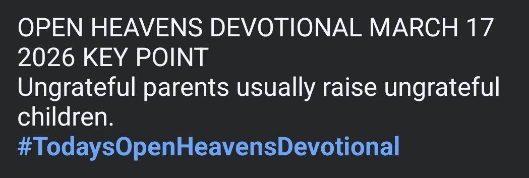 Commentary on today's Open Heavens devotional: Scroll and read through the screenshots or texts, and...