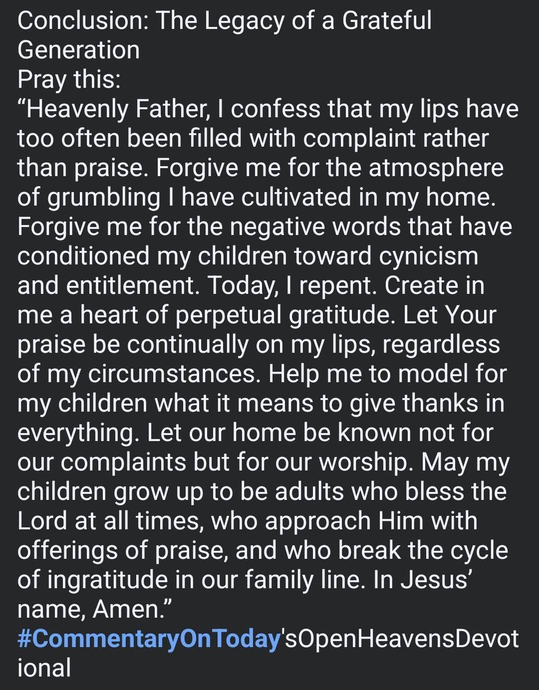 Commentary on today's Open Heavens devotional: Scroll and read through the screenshots or texts, and...