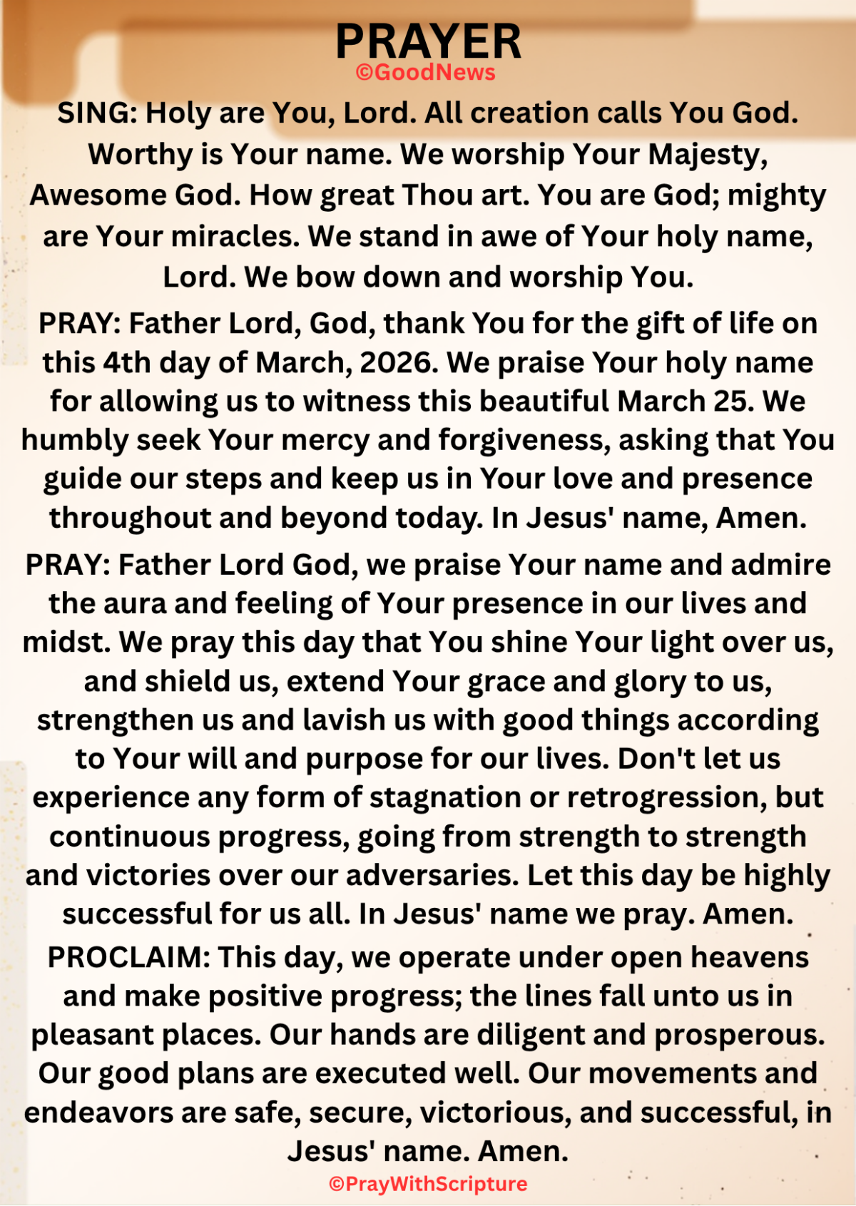 PROCLAIM: This day, we operate under open heavens and make positive progress; the lines fall unto us...