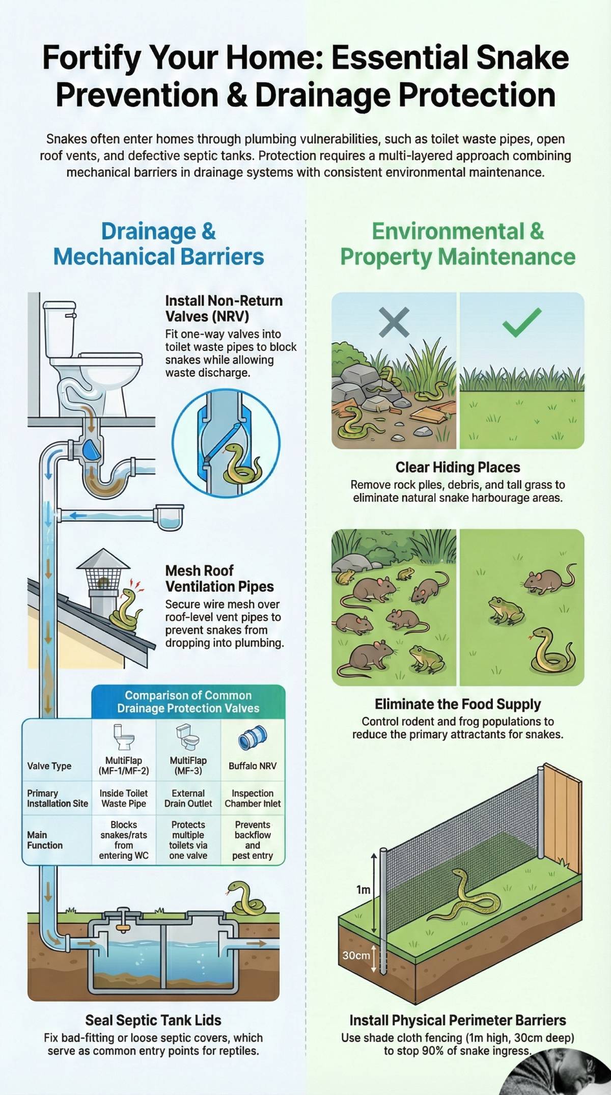 Fortify Your Home: Essential Snake Prevention & Drainage Protection
Snakes often enter homes throug...