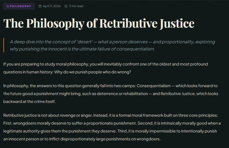 The Philosophy of Retributive Justice https://tubbyquest.com/article/retributive-justice-philosophy