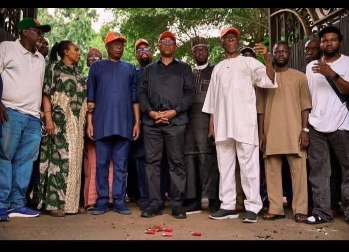 Former presidential candidate Peter Obi and former APC National Chairman, Chief John Odigie-Oyegun,...