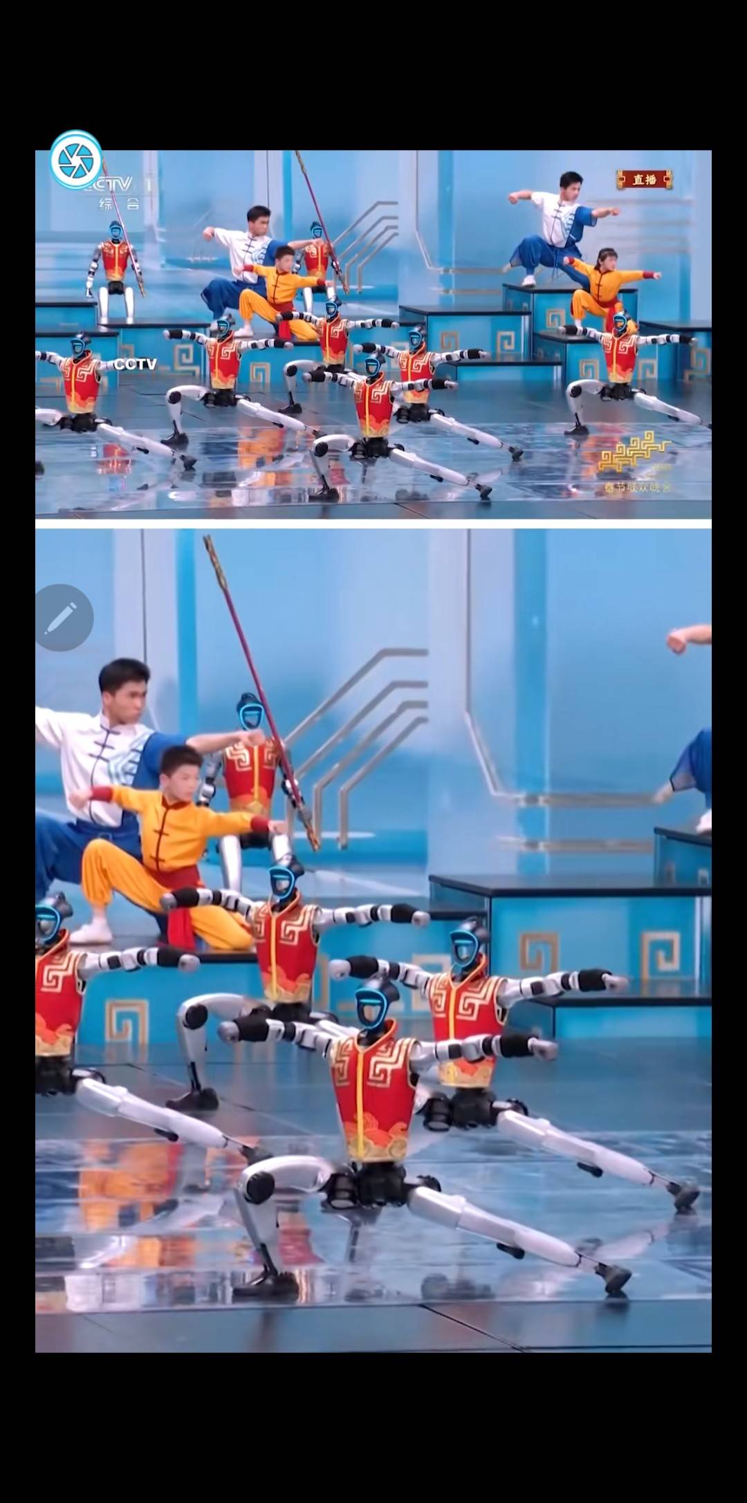 ROBOTICS IN ACTIONS IN SPORTING FESTIVAL GALA YOUNG KUNG FU IMPRESSIVE PERFORMANCE