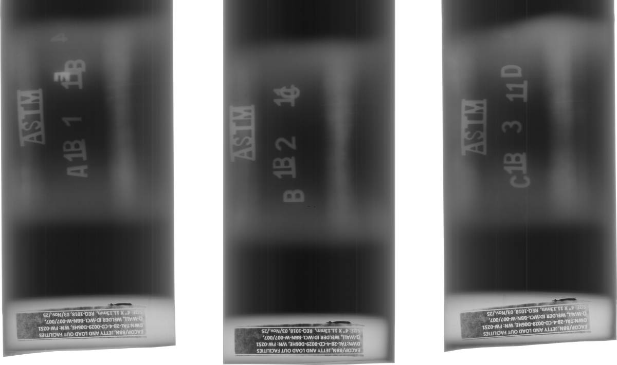 Radiography of welded 4" joint