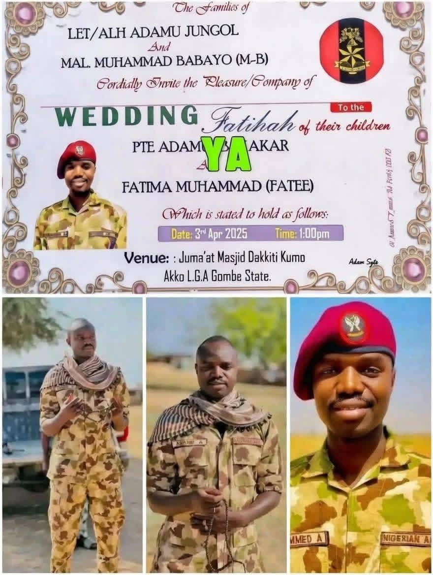 ππ I am heartbroken right now,
Pte Adamu wedding is slated for April 3, 2026, but he paid the sup...