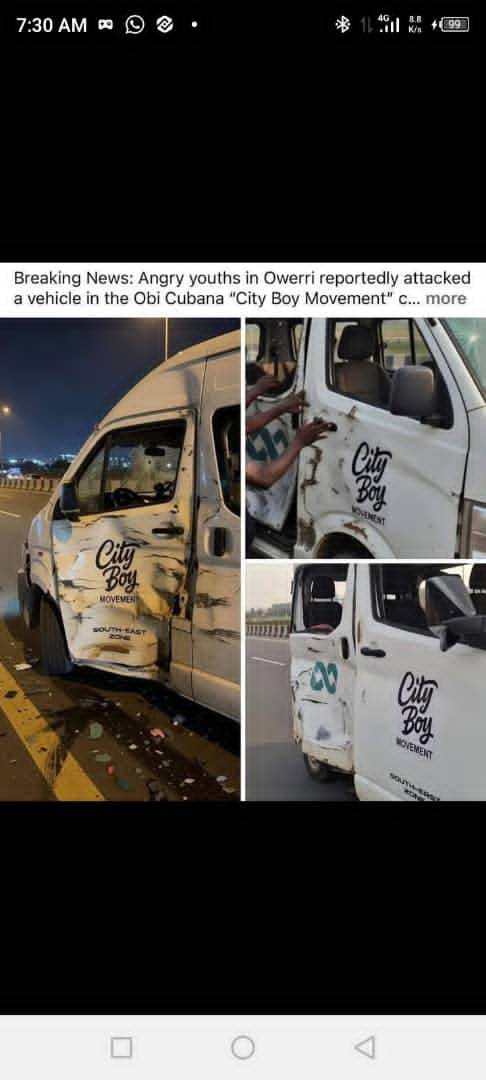 City boy movement vehicle attacked in Owerri... This is just the beginning.