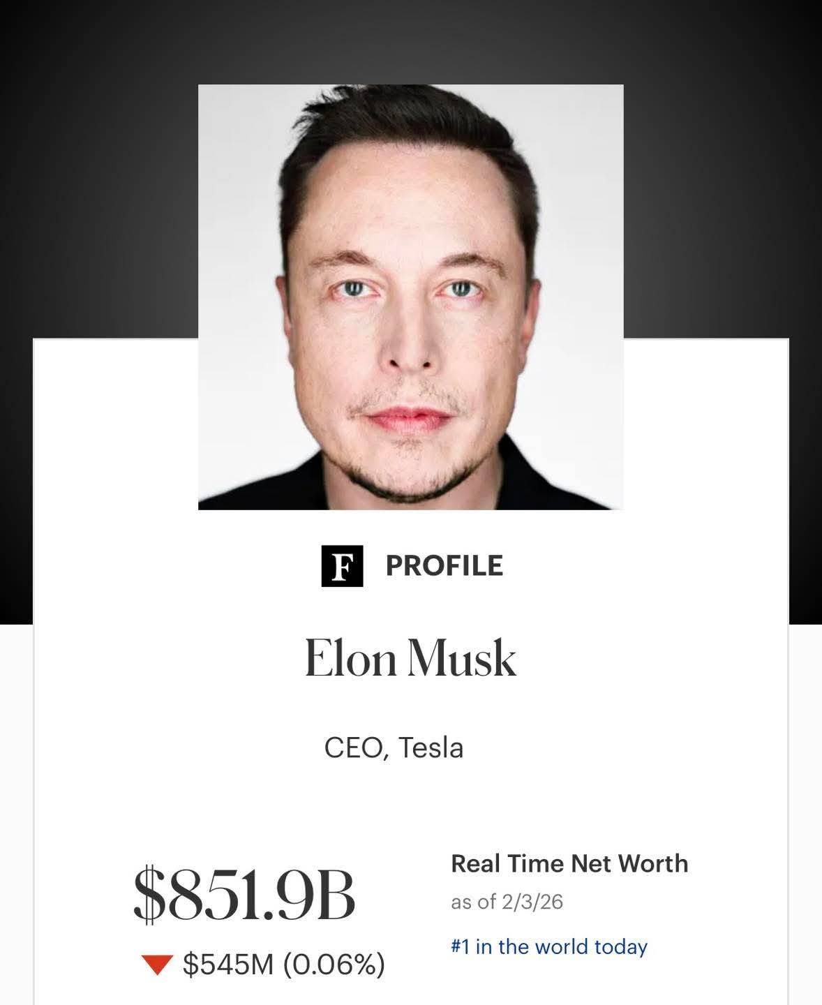 🚨BREAKING: Elon Musk officially becomes the first person in history to reach a $850+ Billion net wo...