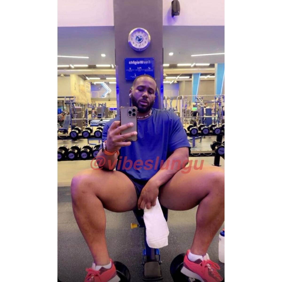 Viral picture of reality TV star KiddWaya at the gym