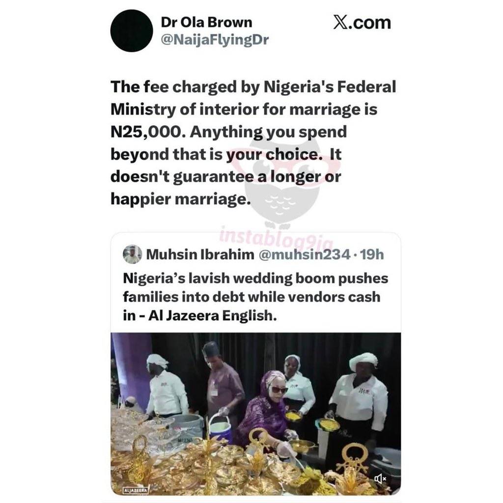 Marriage costs just N25k in Nigeria. Anything you spend above that is your choice — Dr. Brown