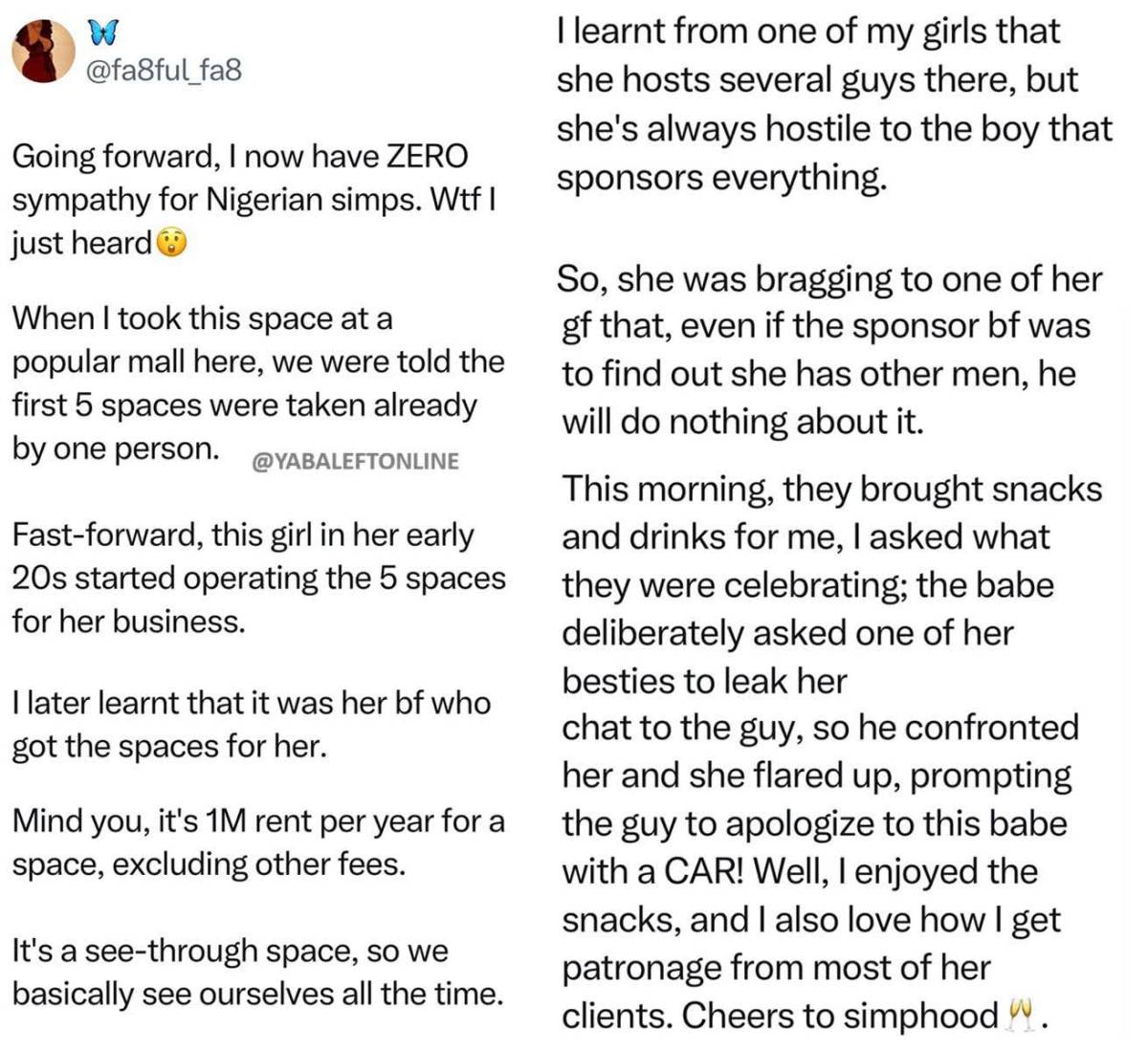 "I now have zero sympathy for simps" - Woman shares how a shop owner in her mall takes advantage of...