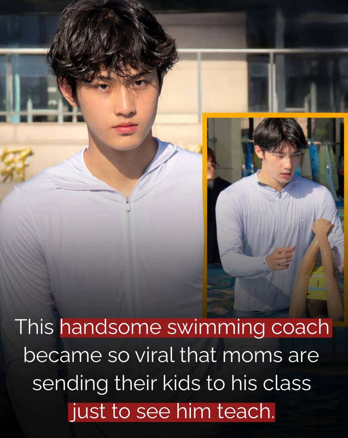 A young swimming coach from Hangzhou, China 🇨🇳 has gone viral after moms began sharing videos of him...