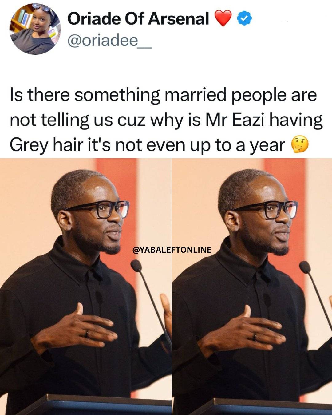 Is there something married people are not telling us cuz why is Mr Eazi having grey hair it's not ev...