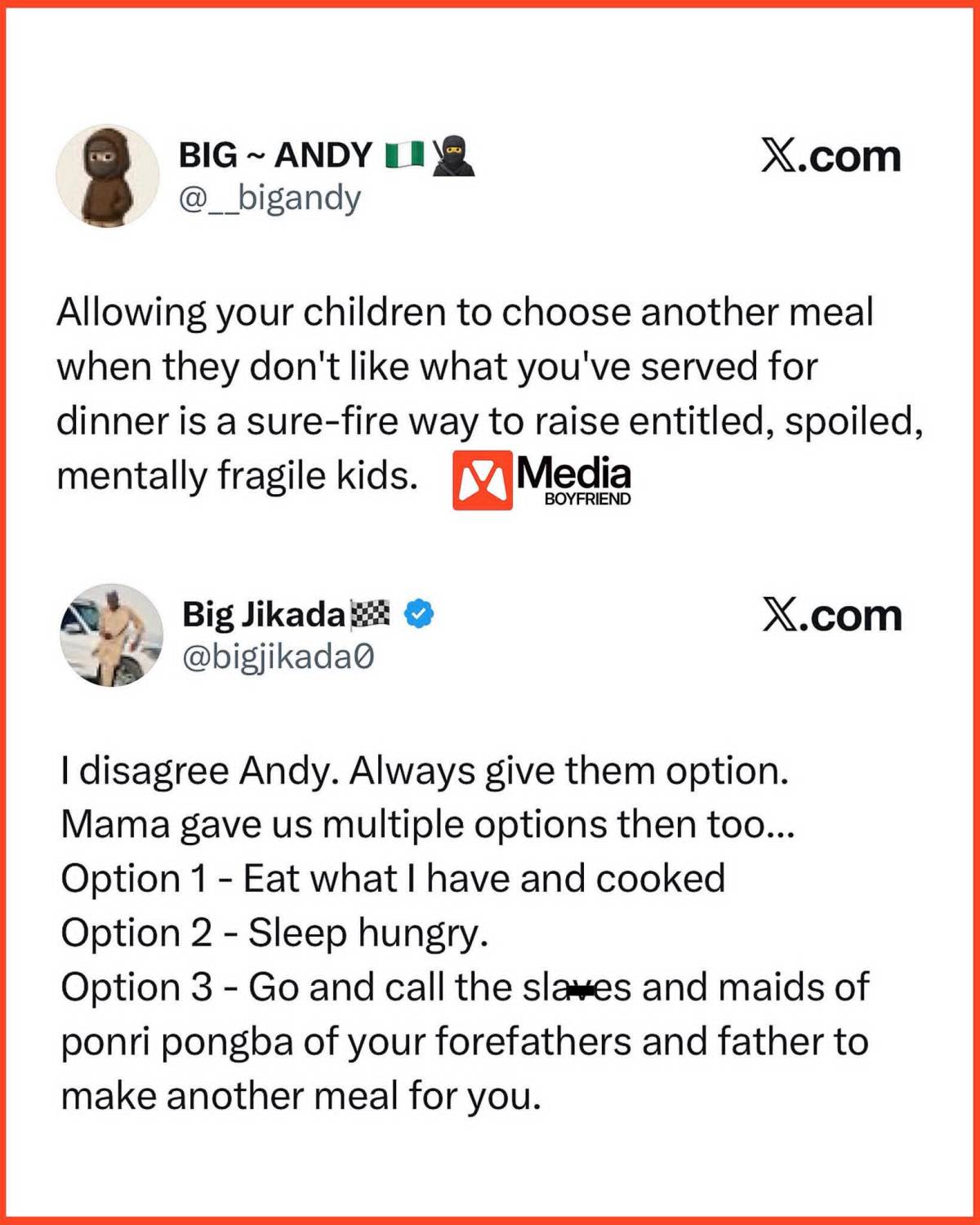 Man lists at least 3 options to give to your children that don’t like the meal you served