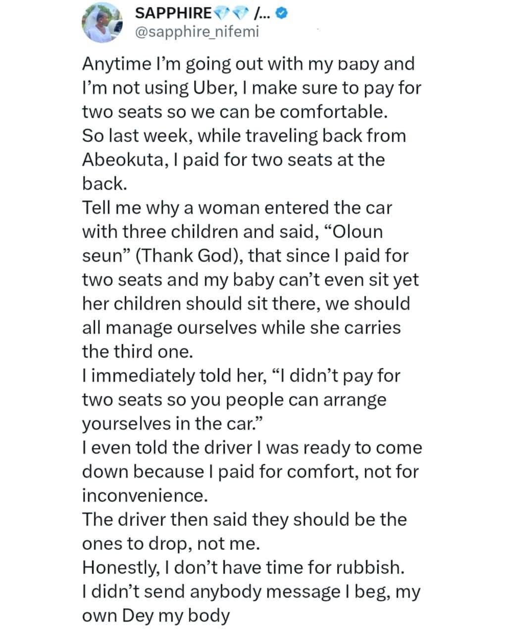 “I Paid For Two Seats For My Baby’s Comfort” – Lady Refuses To Give Up Extra Seat To Woman With Thre...