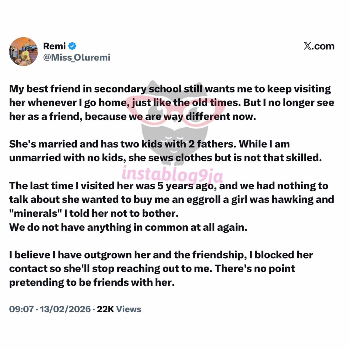I blocked my best friend because we are no longer on the same level in life — Media personality Remi