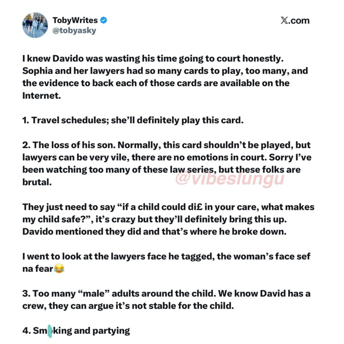 I knew Davido was wasting his time going to court. Sophia and her lawyers had too many cards to play...