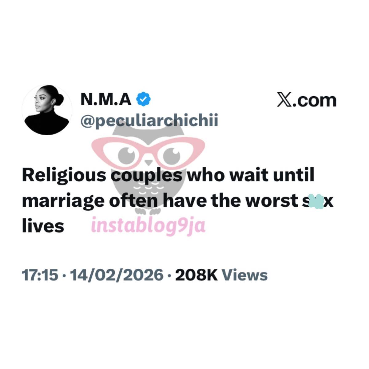 Media personality Peculiar stirs controversy over couples abstaining from intimacy until marriage.