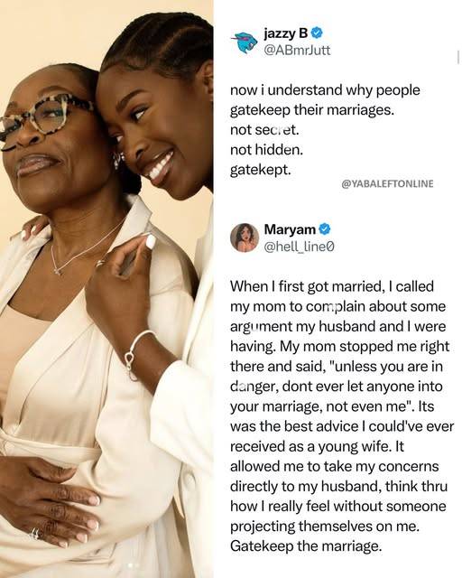 Unless you are in d@nger, don't ever let anyone into your marriage, not even me" – Lady shares advic...
