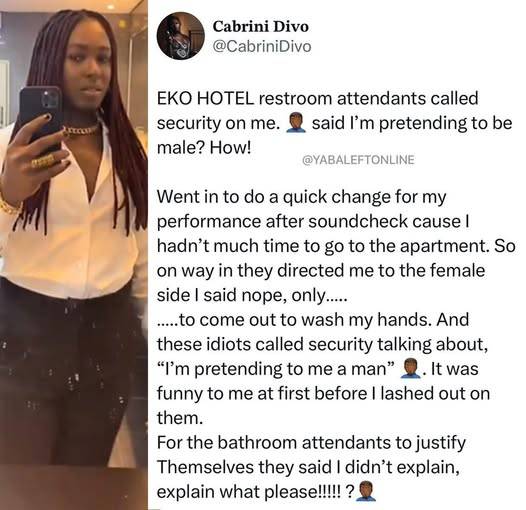 Man expresses disappointment after being mistaken for a woman and security called on him for using a...