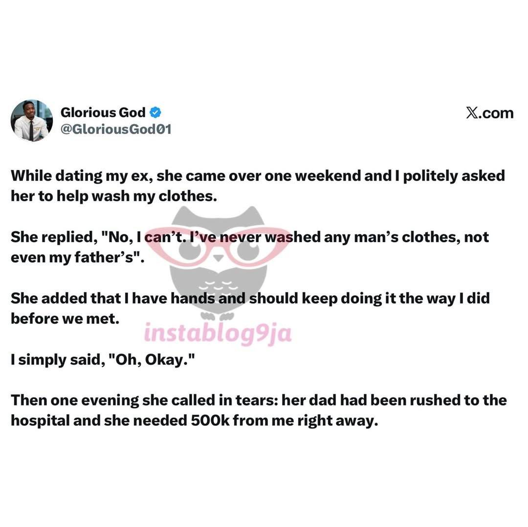 Businessman Rejects Ex’s N500k Plea Because She Refused to Wash His Clothes