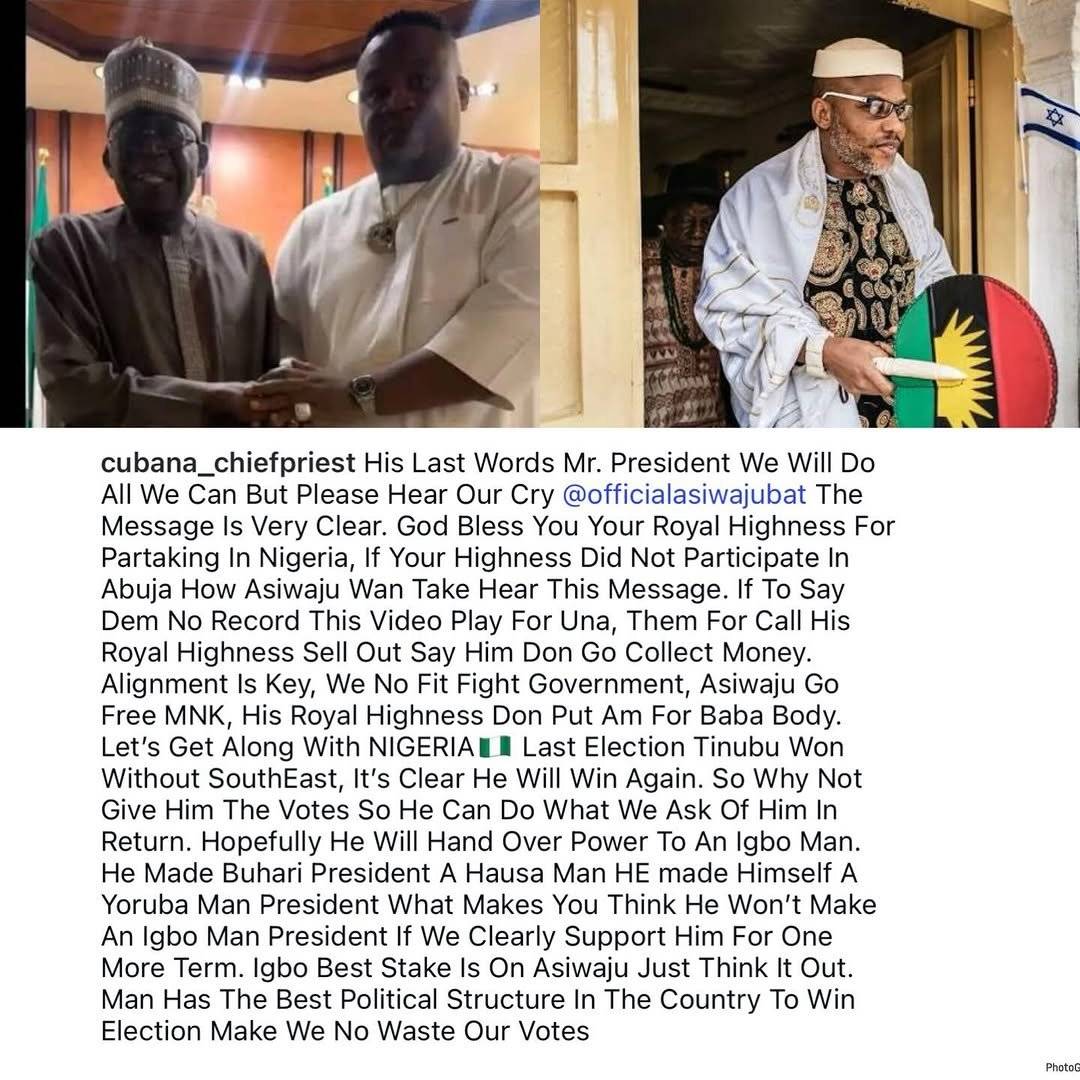 President Tinubu, we will do all we can, but please hear our cry. If the Igwe did not participate in...