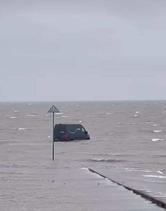 Amazon van rescued after the driver followed GPS directions which took them to a path that led into...