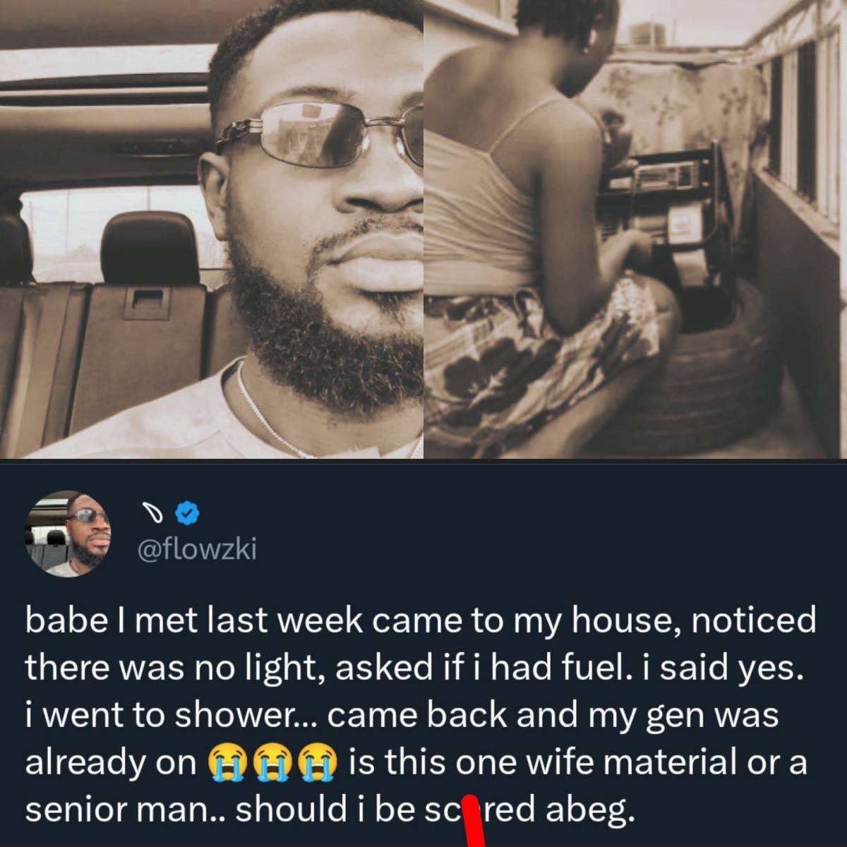 Man Questions New Date After She Turns on His Generator Unprompted
My Opinion >>>>>š¤
That's initi...