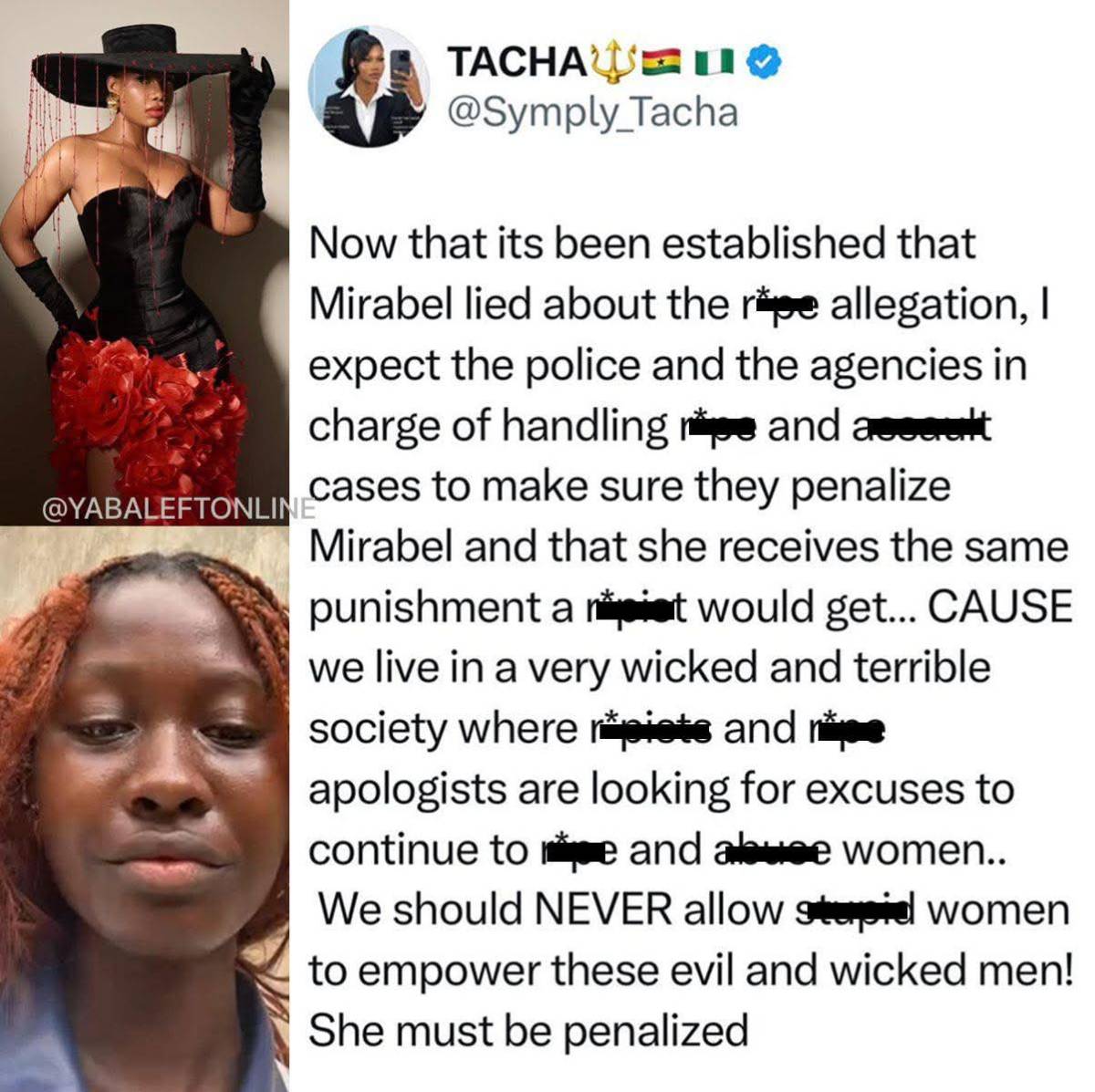 "I expect the police to make sure they penalize Mirabel and that she receives the same punishment a...