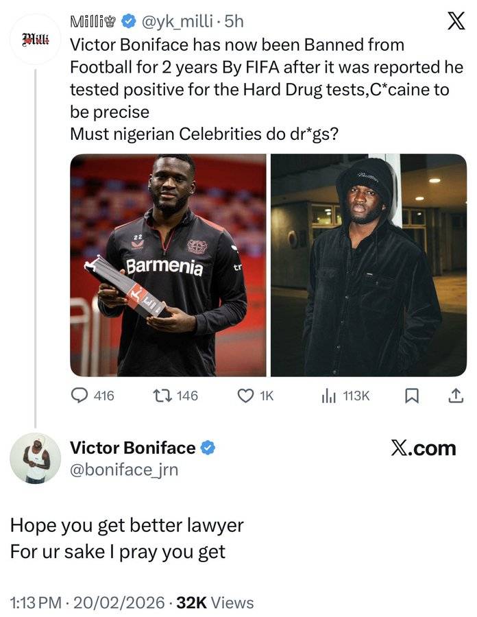 Hope you get better lawyer?" - Victor Boniface reacts to a fake news