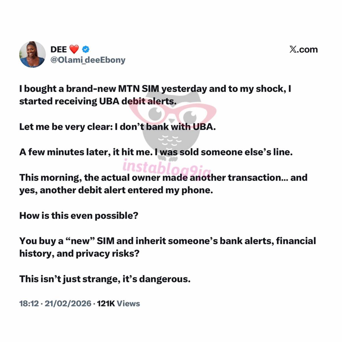 Businesswoman Olamide raises alarm after receiving series of debit alerts on a new SIM card she boug...