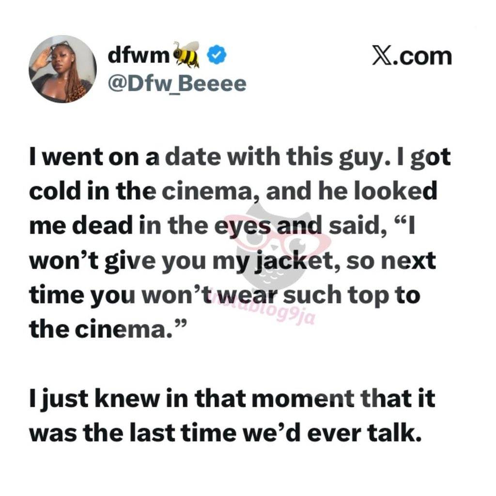 Media Personality Bee Dumps Date After He Refuses to Give Her His Jacket at the Cinema