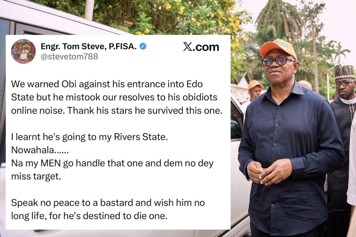 “I heard he’s coming to my Rivers State. My men will handle that, and they don’t miss their target.”...