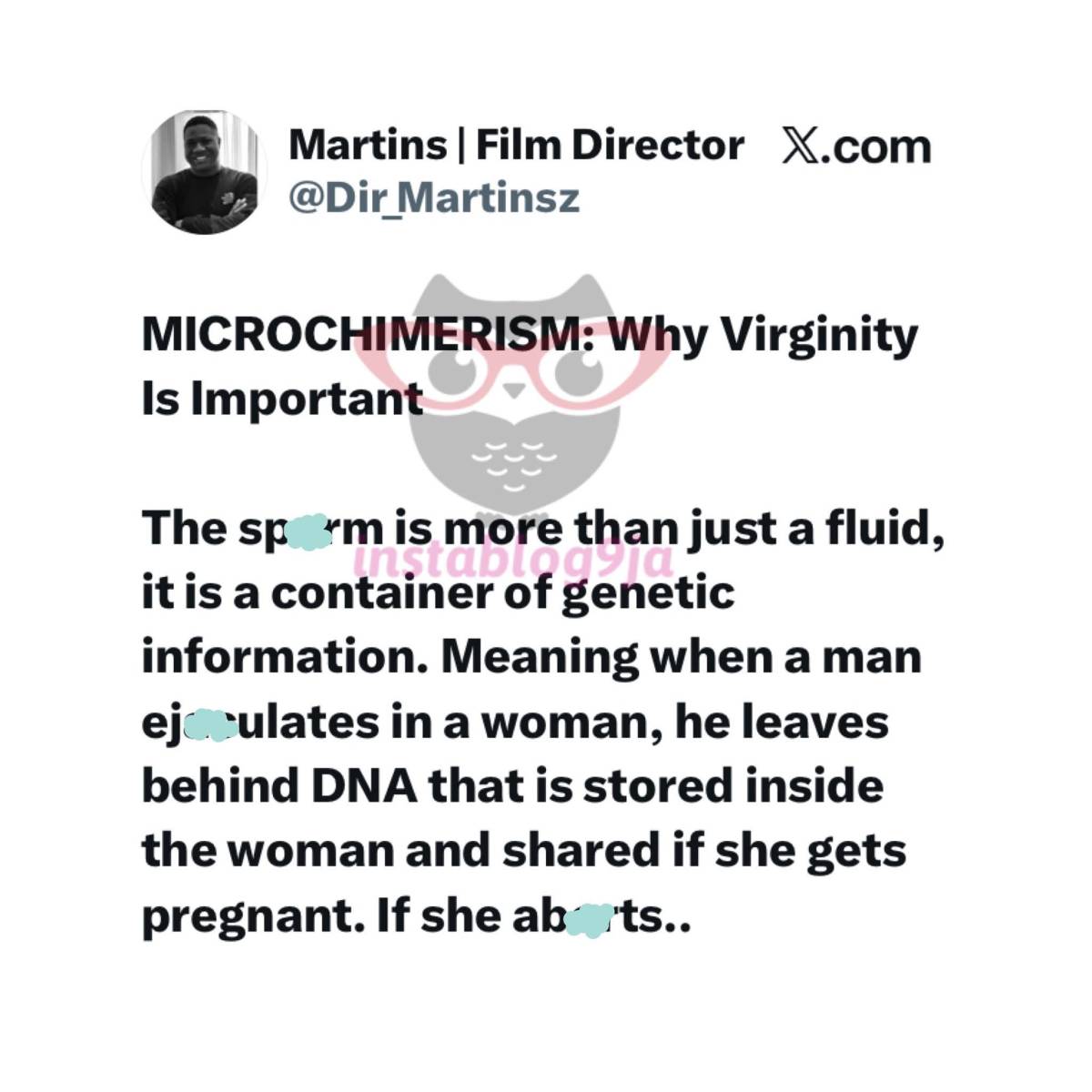 Director Martins Claims Women Retain DNA From Past Partners, Links It to Men Preferring Virgins