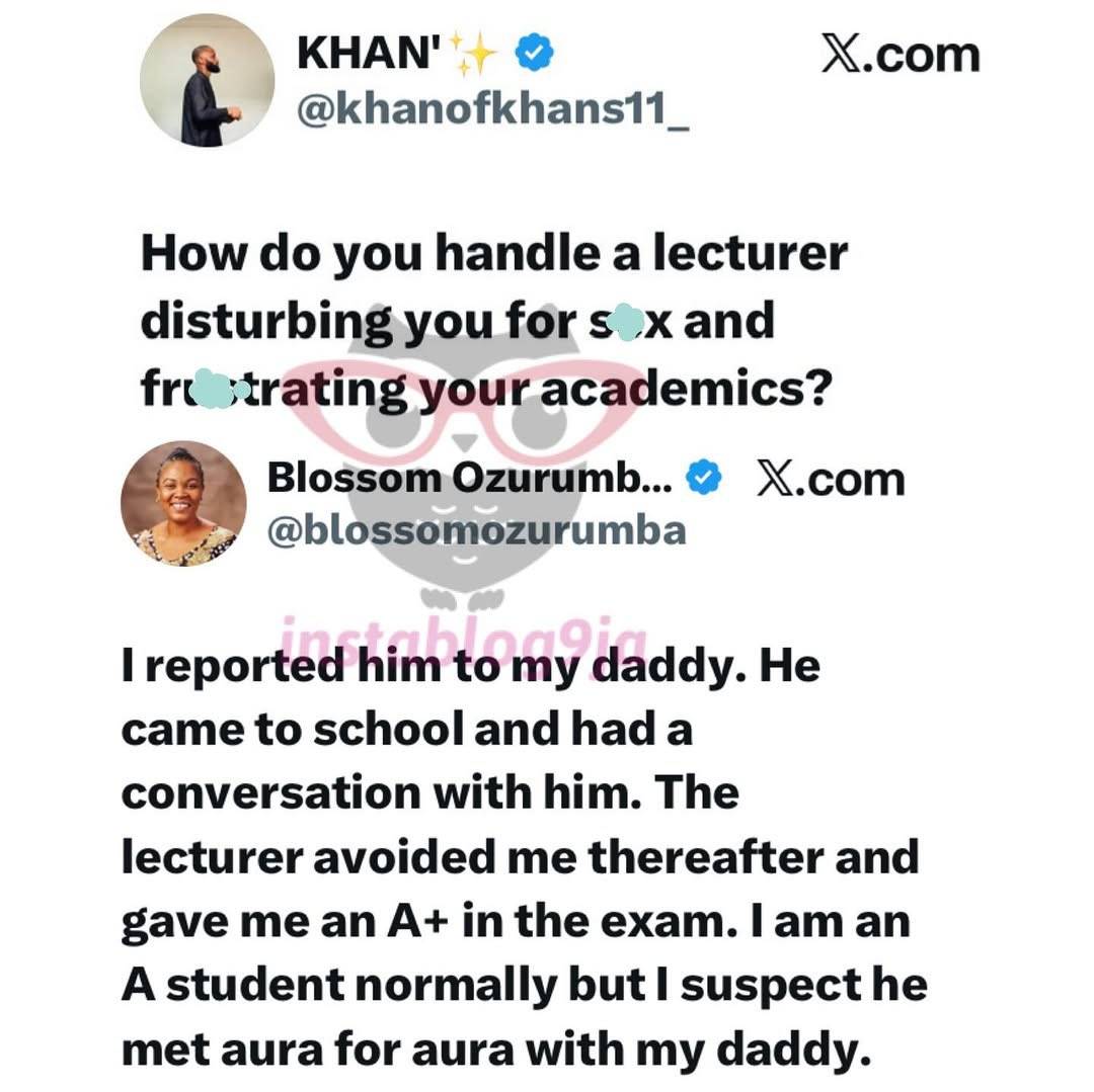 Writer Blossom Reveals How Her Dad Handled A Lecturer Who Made Advances Towards Her