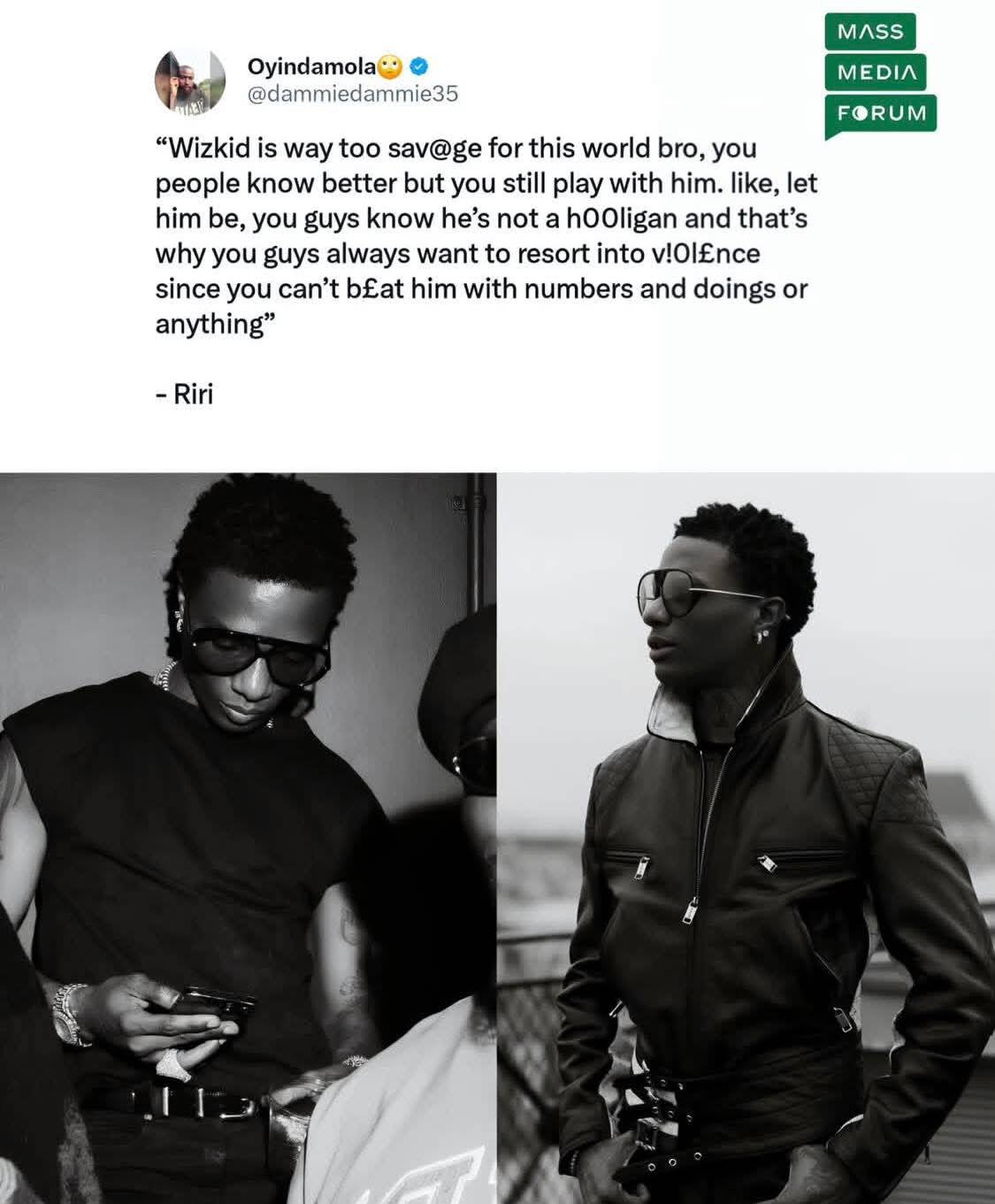 Wizkid is way too sav@ge for this world bro, you people know better but you still play with him. lik...