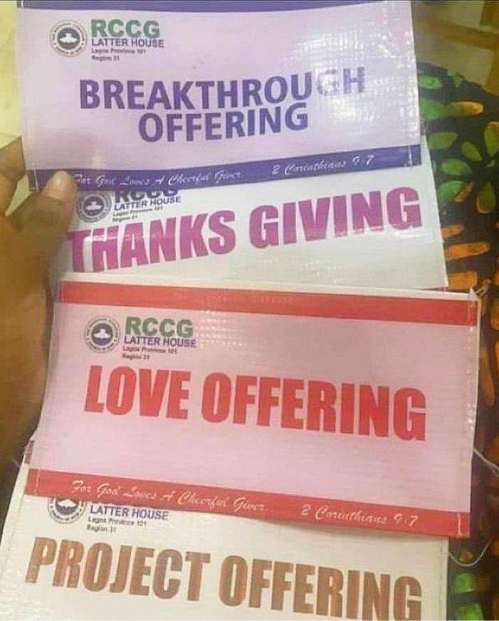 Saw this picture👇with a post on too many offerings in our Churches today; with the deluge of veheme...