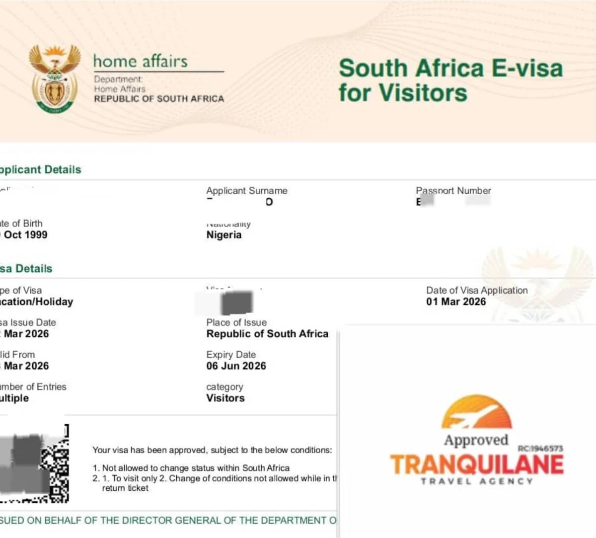 Newly Approved South Africa Multiple Entry Visa