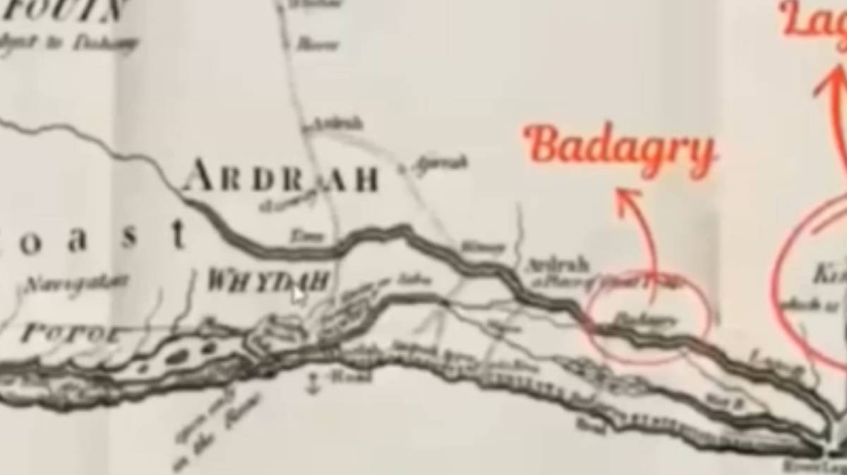 Geographical map of the tribe of Judah the Yoruba which was translated to Whydah in French, the map...