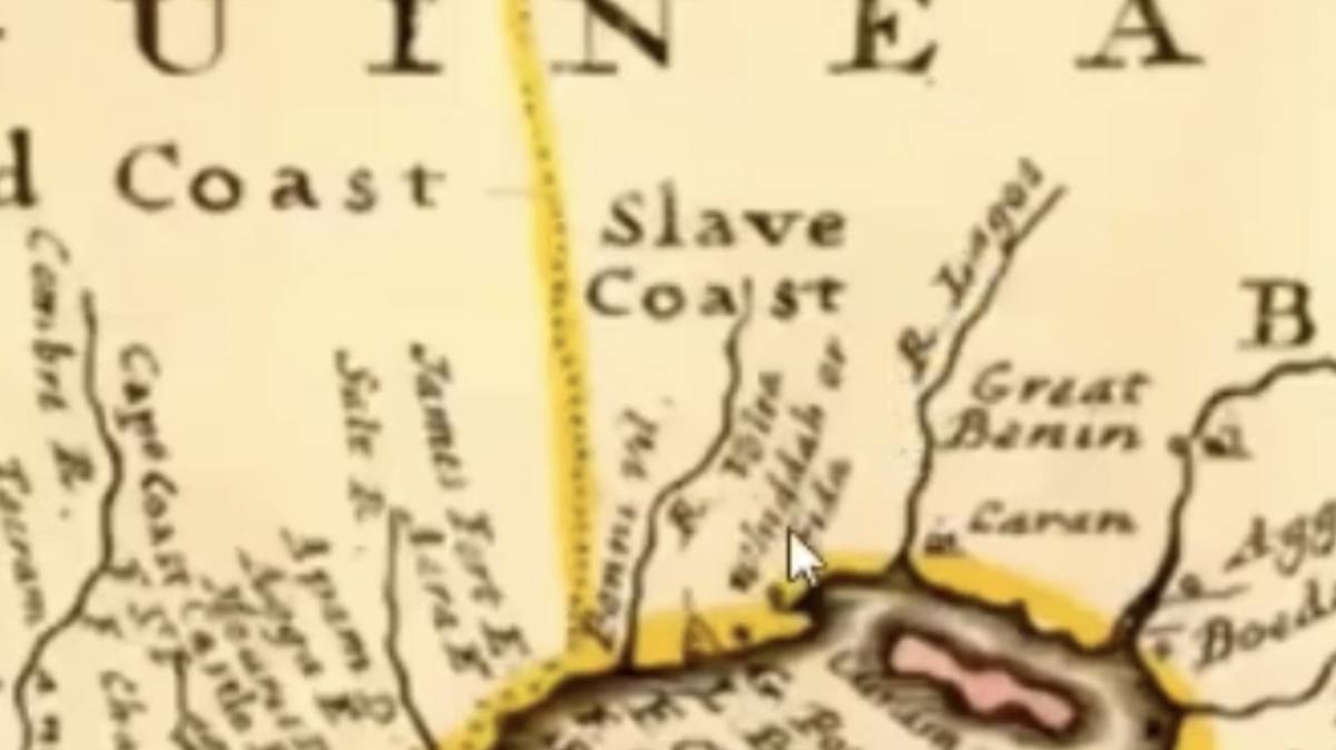 Here we can see in another map where Whydah was written exactly where the arrow points to which is a...