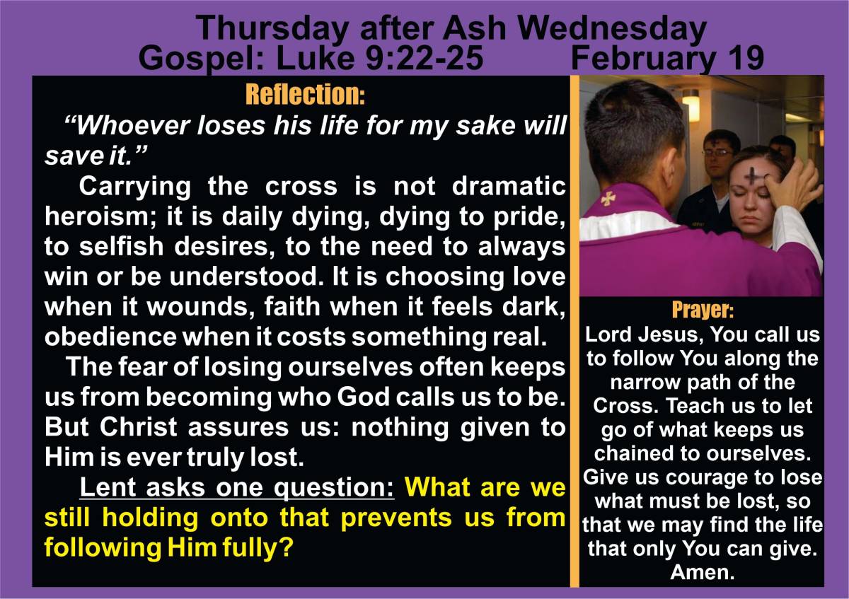 Thursday after Ash Wednesday 🙏🙏