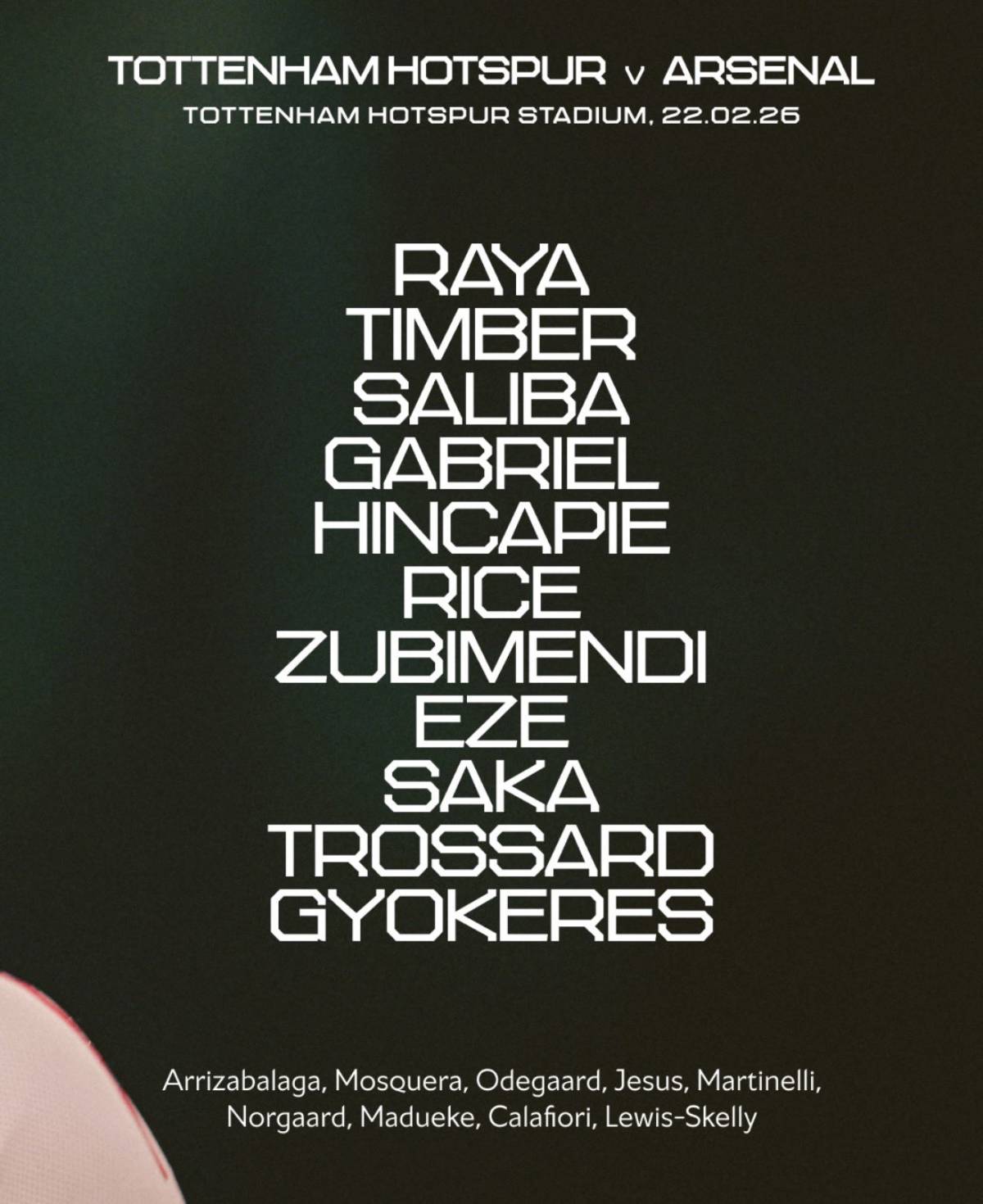 JUST IN! ✨

Arsenal’s XI to face Tottenham. 🤝